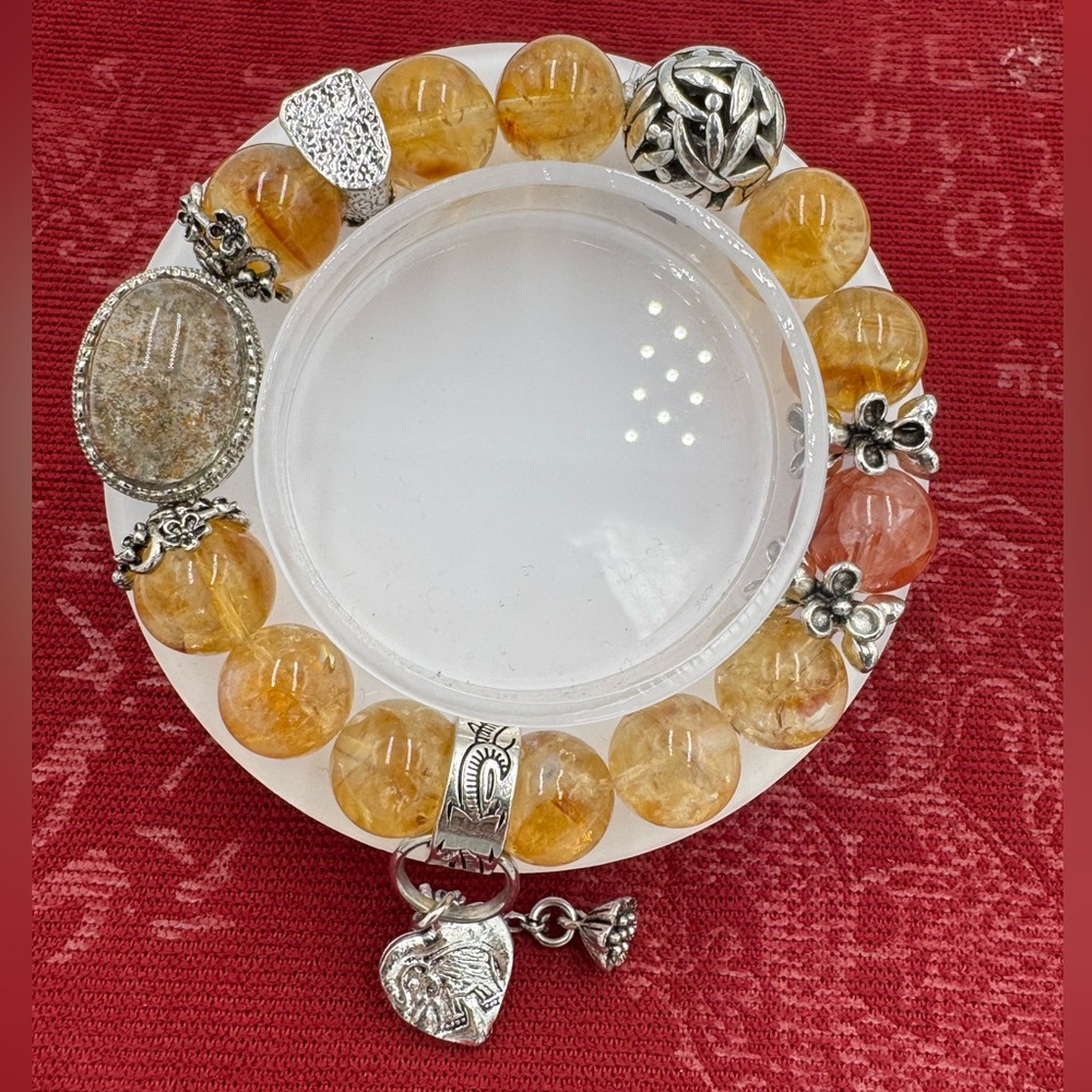 Silver and Gold Beaded Charm Bracelet